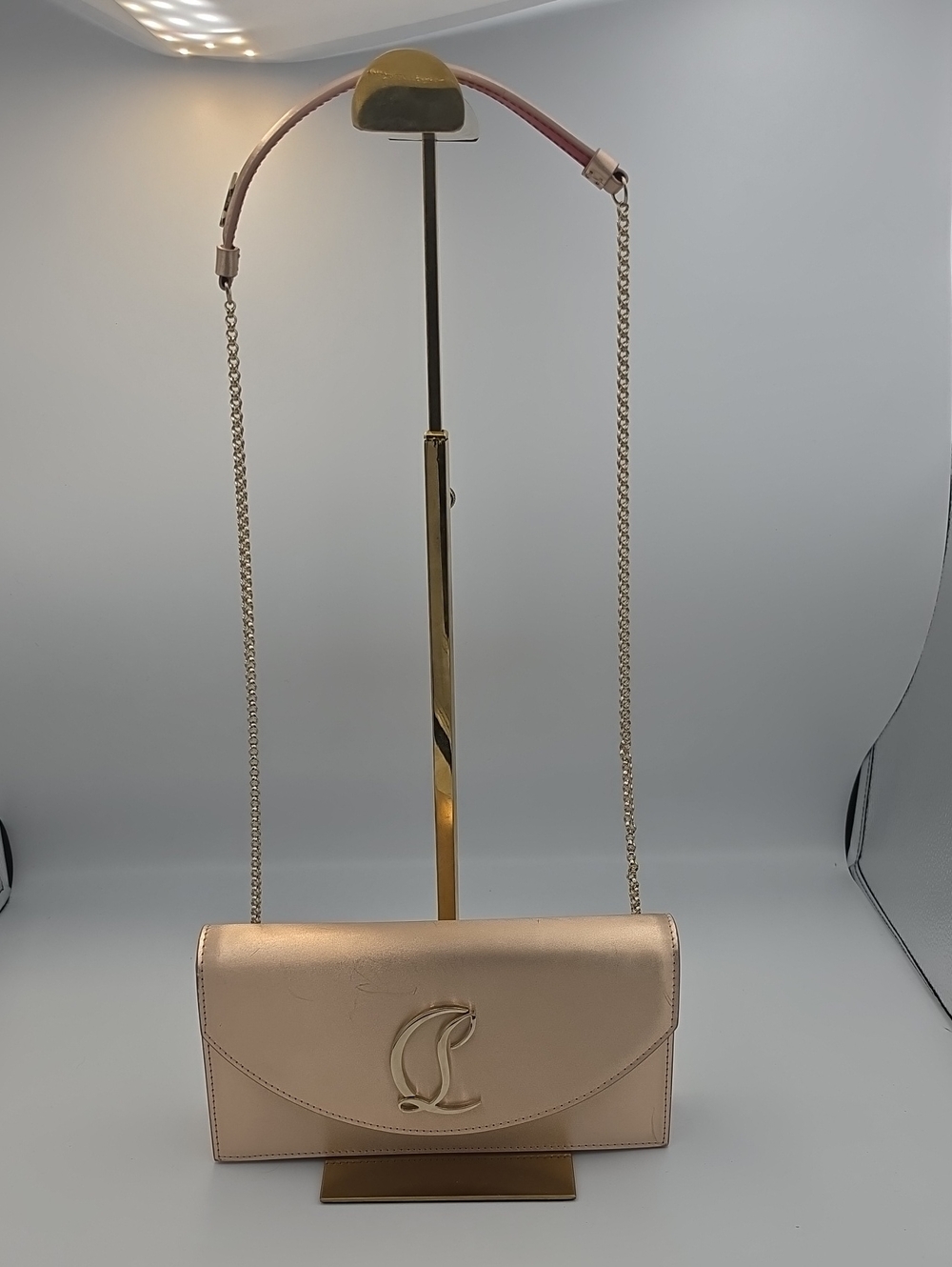 Christian Louboutin Loubi54 Gold Satin/Leather Small Crossbody (VERY GOOD)COA✨️ - Picture 1 of 16